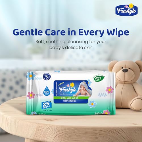 Image of Baby Wipes with 99% Purified Water & Glycerine | Extra Thick & Moist Wet Tissues | Alcohol free, Skin-Friendly, pH balanced & Hypoallergenic | 125 Counts (Pack of 5)