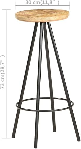 Miniatura 2 de Taburetes de barra de madera de mango de estilo industrial con reposapiés incorporado, marco de hierro, taburetes de altura para el hogar, bar