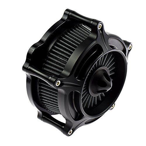 Yhmtivtu Motorcycle Turbine Spike Air Cleaner Air Intake Filter System Kit Fit For Harley Touring Street Glide 2008-2016 Softail 2016-2017 Dyna Gray Filter Element #TOP2