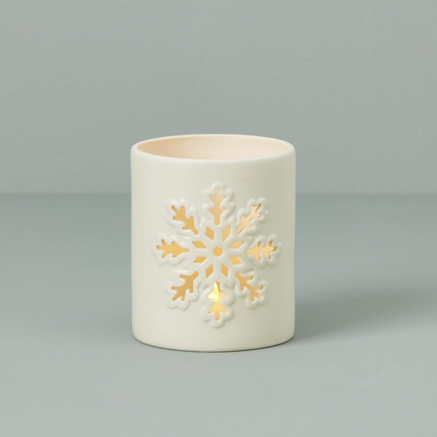 Lenox Medium Snowflake Votive, 1.35 LB, Ivory