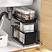 HUIJ sous évier étagère sous Evier Rack etagère de Rangement Cuisine Panier de Rangement Coulissant à 2 Niveaux pour Placard de Cuisine,Salle de Bain,tiroirs coulissants sous évier（Noir,Blanc）