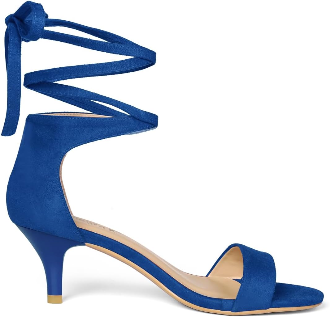 Allegra K Women's Open Toe Kitten Heel Lace Up Dress Royal Blue Sandals 10 M US - Image 6