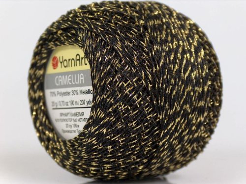 Black Gold Metallic Braid Thread Camellia - 20 gram