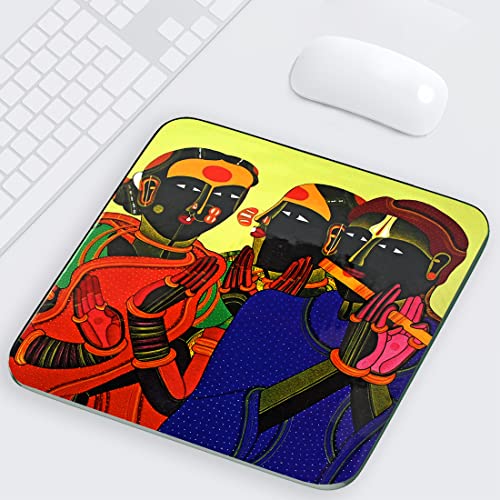 Tapis de souris bleu motif peinture Krishna et base antidérapante