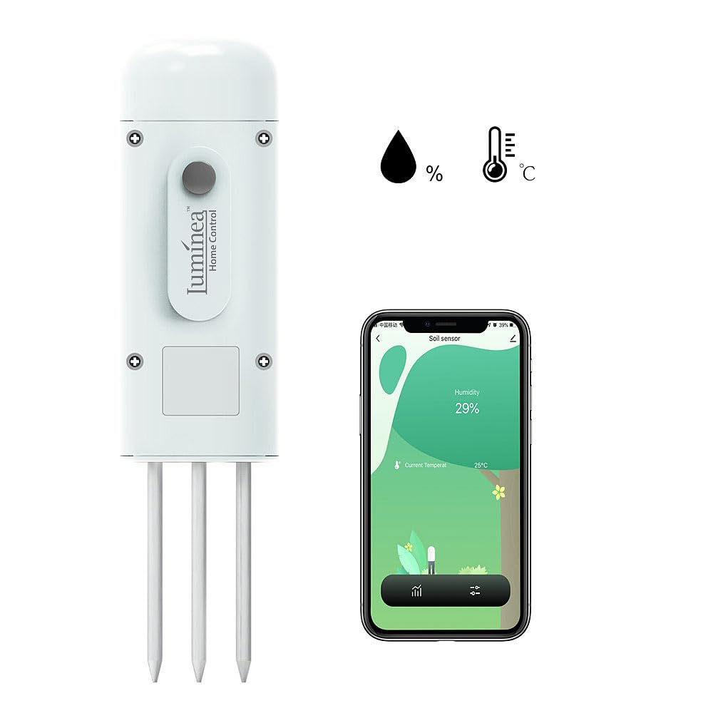 Luminea Home Control Feuchtesensor: 4er-Set smarte ZigBee-Boden-Feuchtigkeits- & Temperatursensoren (Bodensensor, Temperatursensor TUYA, Pflanzen Sensor)