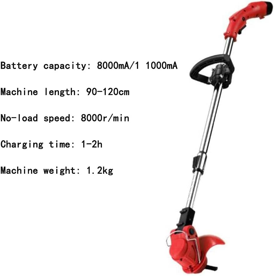 Lawn Mowers Household Lawn Mower New Metal Material ELD Lawn Mower Small Electric Lawn Mower Lightweight and Convenient Household Lawn Mower (Red Battery*2)