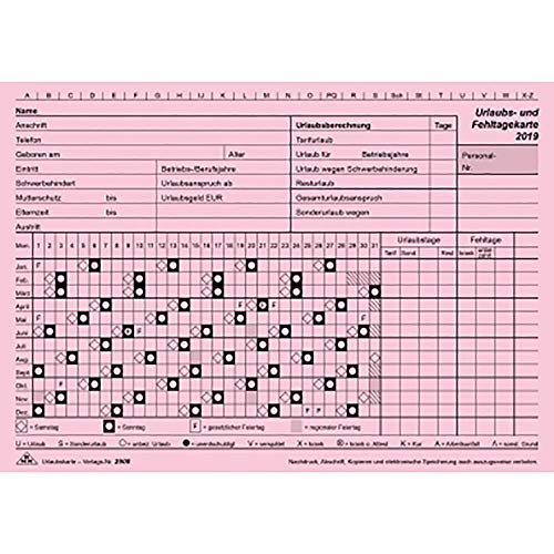 Preisvergleich Produktbild Urlaubsplaner 2019 A5 quer 10ST