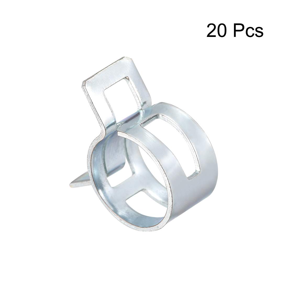uxcell Spring Band Type Clamp 17mm Inner Dia Fit 17.5-18.2mm OD Hose Fuel Line Silicone Tube Clips Clamp Silver Manganese Steel 20Pcs - Image 2