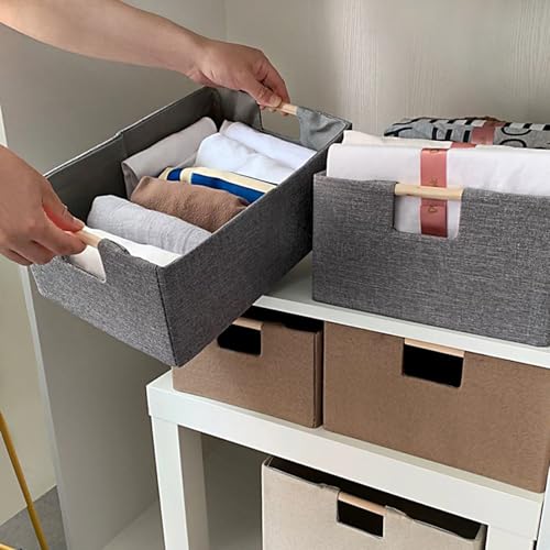 Panier de rangement robuste en textile de qualité supérieure et bois