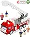 Toy Fire Truck with Lights and Sounds - 4 Sirens - Extending Ladder - Powerful Friction Rolling - for Kids & Toddlers - BONUS: 5 Fireman Figures