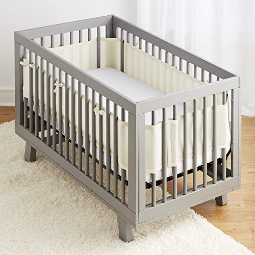 Image of BreathableBaby Breathable Mesh Liner for Full-Size Cribs, Classic 3mm Mesh, Natural Ecru (Size 4FS Covers 3 or 4 Sides)
