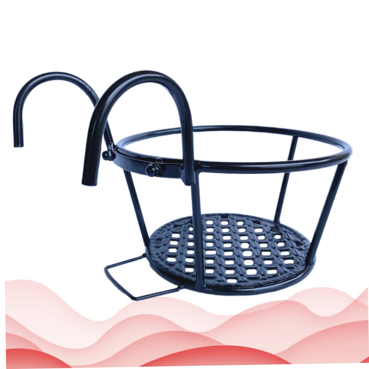1 pieza soporte de maceta extraíble de hierro forjado estante colgante para balcón, jardín y terraza, soporte para plantas para macetas, negro