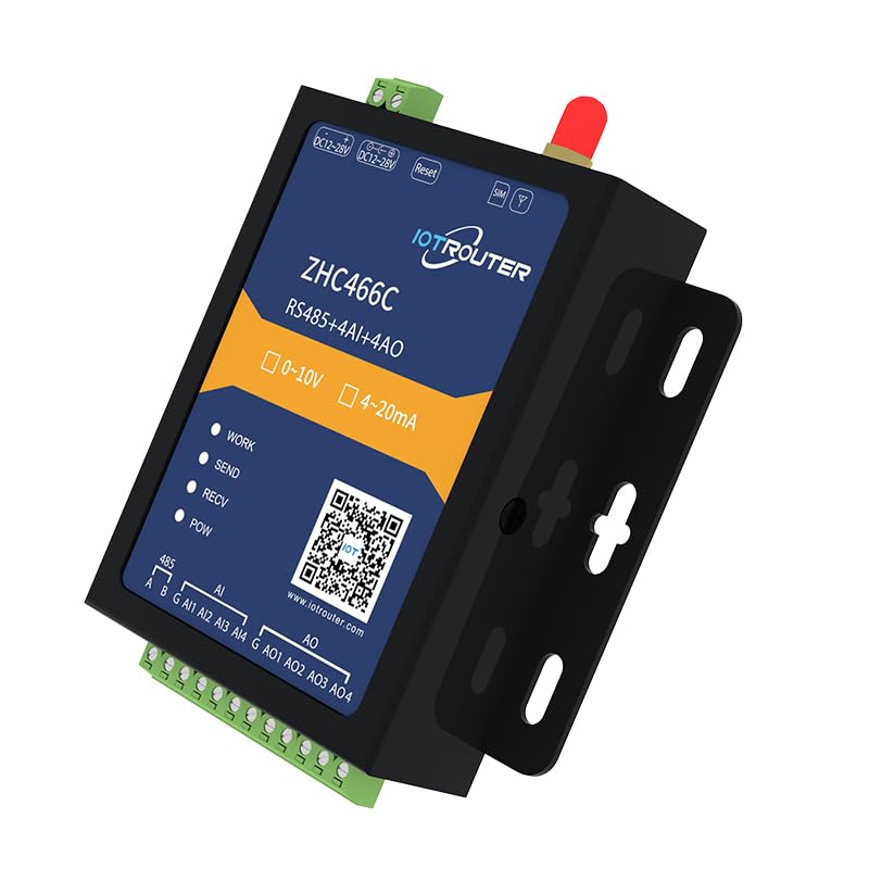 ZHC466C Serial RS485 auf Cellular 4G LTE Industrial Analog Wireless Transmission Gateway Unterstützt MQTT JSON Modbus RTU zu TCP mit 8 Ports 4-20mA Analog Interface