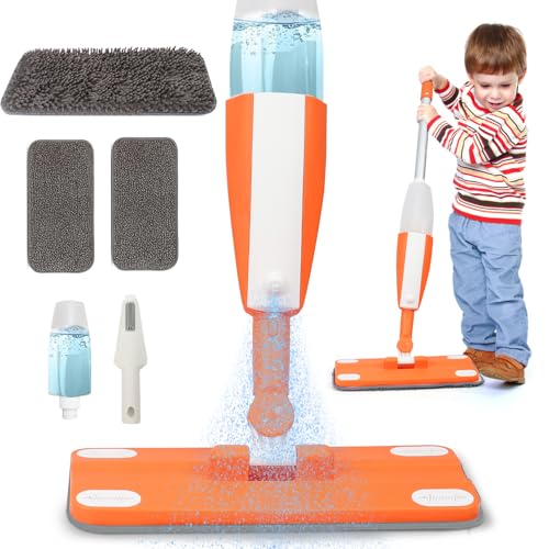 Wdmiya Balais Serpillère Jouet avec Vaporisateur pour Enfants, Montessori kit Menage avec Fonction de Pulvérisation Réelle et 3 Tampons Lavables, Idéal...