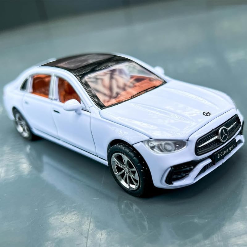 Image of Alokik Enterprise Compatible for 1:24 Marcedes Benz E300l Toy Car Model, Diecast Collectible Pull Back Model Car with Sound and Light, Toy Gift Vehicles for Adults Kids Boys Girls【White】