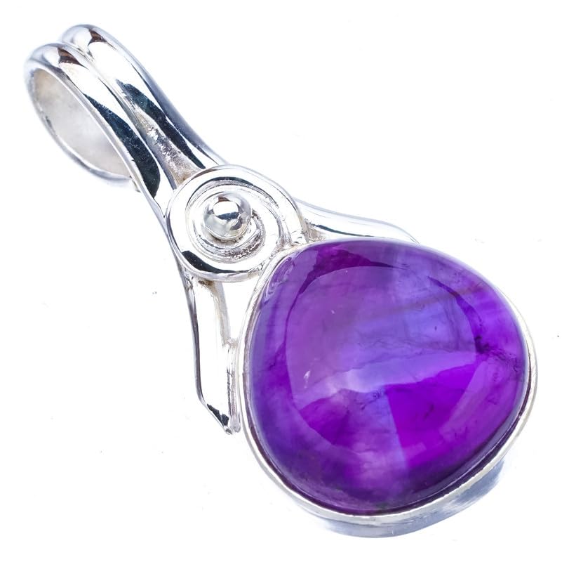 Pendentif améthyste naturelle fait main en argent, cadeau idéal