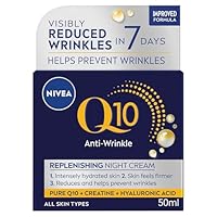 NIVEA Q10 Replenishing Anti-Ageing Night Cream 50ml | Anti-Wrinkle Face Moisturiser | Q10 & Creatine | Skin Firming Formula | Reduces Fine Lines | 24-Hour Nourishment | Suitable for All Skin Types