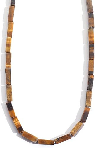 Columna rectangular de 0.157 x 0.512 in, piedra natural, ojo de tigre, cuentas sueltas, tubo de piedra de energía, energía curativa, para hacer