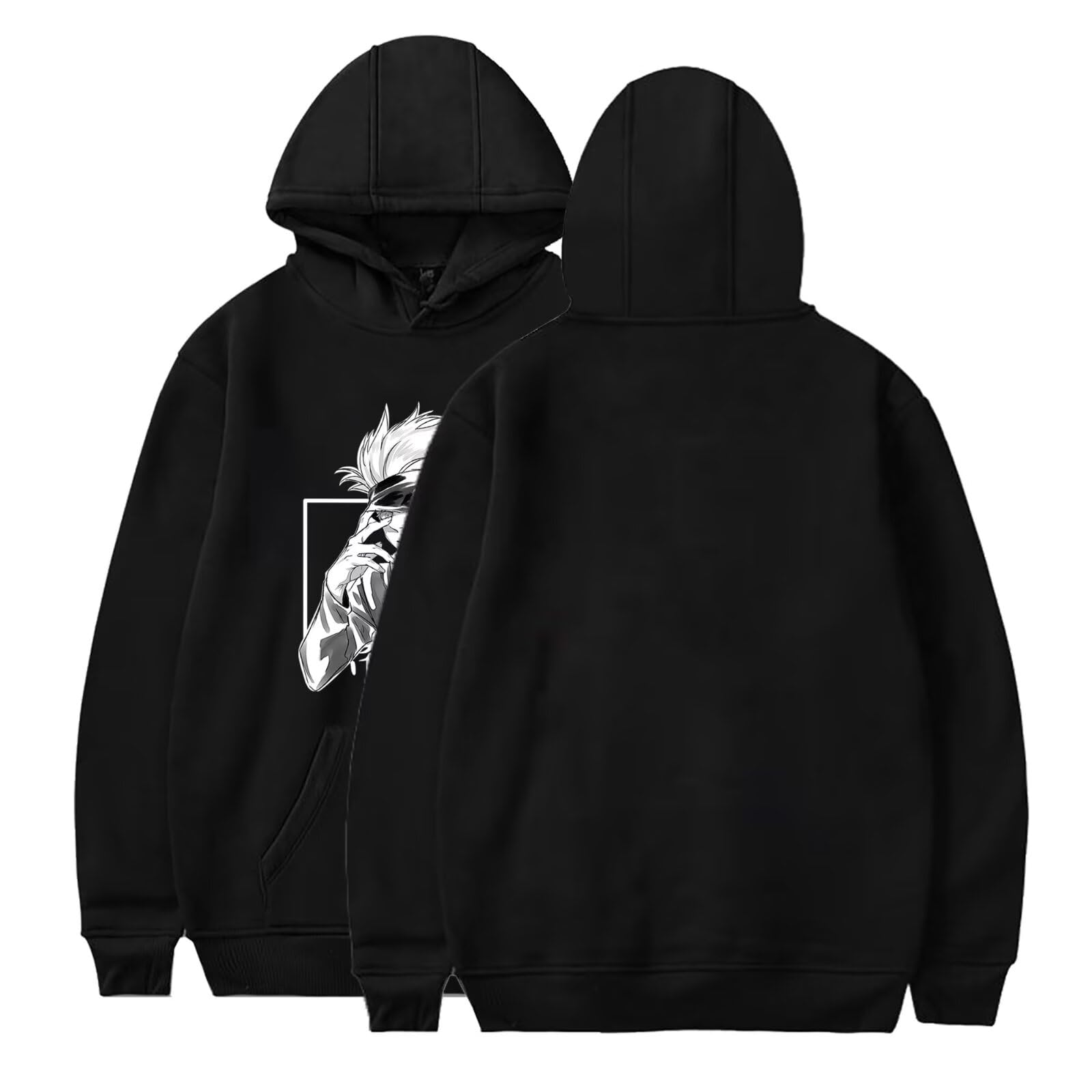 Acefast Inc Women's Black 01 Cool Satoru Gojo Itadori Yuji Nobara Unisex Tops Harajuku Anime Unisex Hoodie Pullovers, S