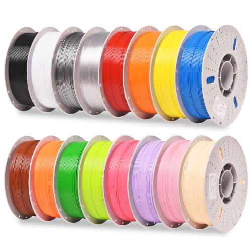 Image of PINBALL 16KG PETG Filament Bundle 1.75mm, Multicolor 3D Printer Filament | 1kg Spool, 16 Rolls, Fit for Most 3D Printers, High Toughness, Neatly Wound, Dimensional Accuracy + /- 0.02 mm