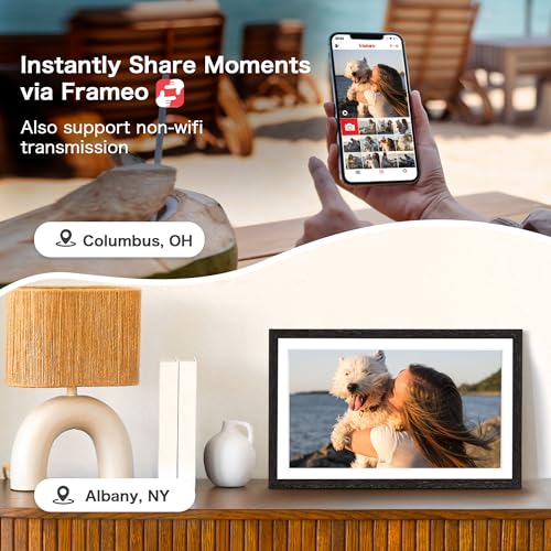Image of Digital Picture Frame, Frameo 15.6 Inch WiFi Digital Frame Large Display | 1920*1080 IPS FHD Touchscreen, 32GB, Wall-Mountable, Share Picture Video, Electric Photo Frame, Mom Gifts, Black Woodgrain
