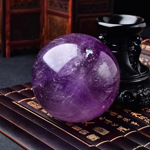 Sphère en améthyste violette avec socle idée cadeau originale de décoration