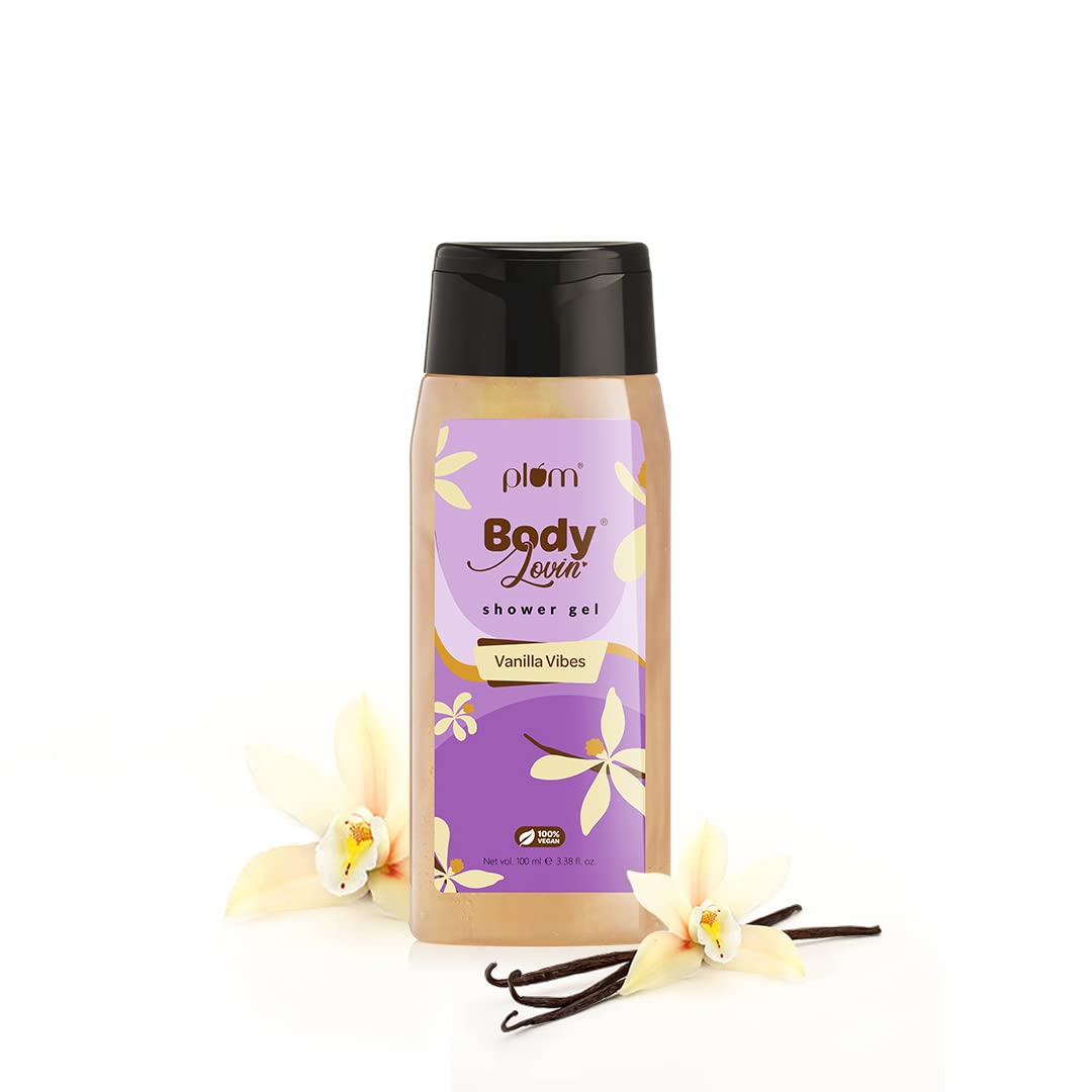 Plum BodyLovin' Vanilla Vibes Shower Gel | 100ml Travel-Friendly Body Wash | Sulfate-Free, Super-Lathering Formula with Warm Vanilla Fragrance​
