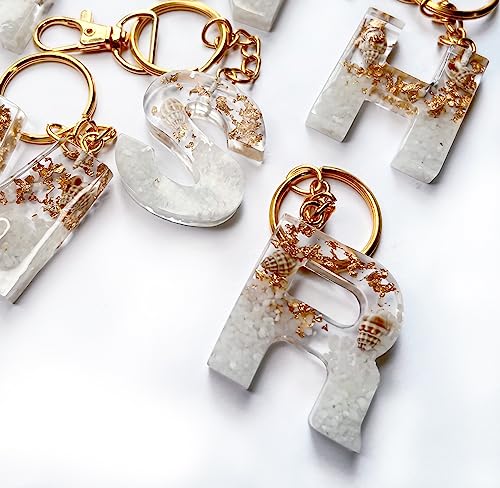 Image of Resin Letter Keychain A to Z | Personalized alphabet keychain | Resin letter Keychain for Girl Women, Men, Car, Bike, Handbag, Purse | Initial Letter Tassel charm keychain