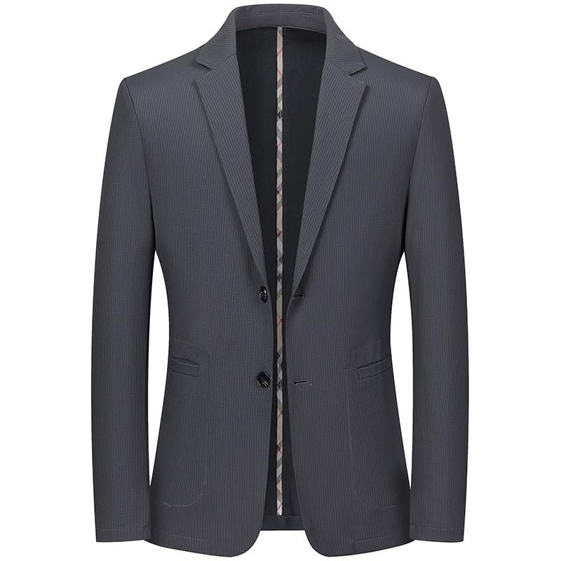Mens Gray Two Button Casual Jacket Slim Fit Sports Coat Business Suit Jackets