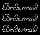 *CrystalsRus* 3 x Bridesmaid Iron on Rhinestone Transfer for Hen Party Diamante Bridal Transfer