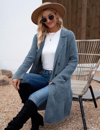 Image of CiCiBird Women Fall Long Cardigan Sweater Trendy Knit Jacket Coat Dressy Blazer Coatigan