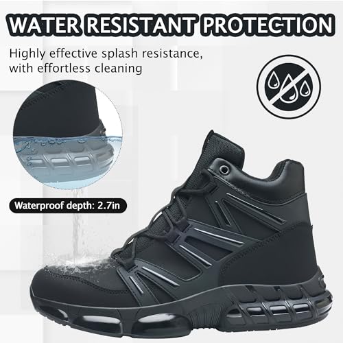 KOIFISH Steel Toe Work Boots for Men Women, Waterproof Lightweight Safety Boots, Steel Toe Shoes with Air Cushion, Comfortable for Industrial Construction Warehouse Factory Logistics Work2