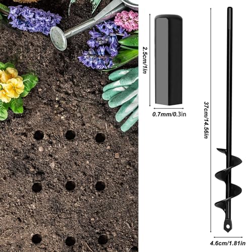 Garden Auger Drill Bit Set for Planting, 4.6x37cm/8x30cm/4x22cm, Bulb Post Hole Digger with 3/8" Hex Drive 3 Garden Auger Drill Bit Set for Planting, 4.6x37cm/8x30cm/4x22cm, Bulb Post Hole Digger with 3/8" Hex Drive - Image 3