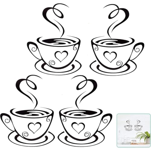 AFCJLTO 2 Sätze Küche Dekor Aufkleber Wandaufkleber, Kaffee Zeit Tassen,...