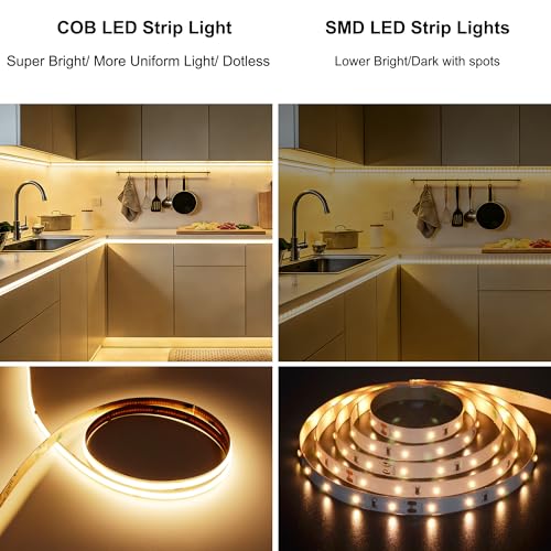 Tira de LED COB con sensor de movimiento 16.4FT 3000K miniatura 4