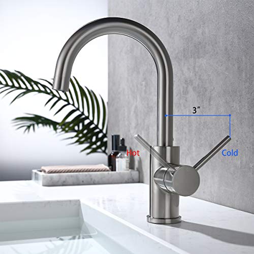 Bar Faucets Single Hole, Wipphs Brushed Nickel Mini Kitchen Sink Faucets, Single Handle Lead-Free Modern Bar Faucets 1 Hole, Faucet For Bar Sink #TOP2