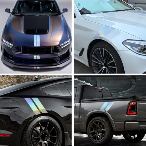 Image of TOMALL 2 Pair Racing Sport Stripe Vinyl Decals for Car Fender Hood Bumper Trunk Auto Stripe Graphic Stickers Decorations for Pickup Vehicle SUV Truck Off-Road (Gradient)