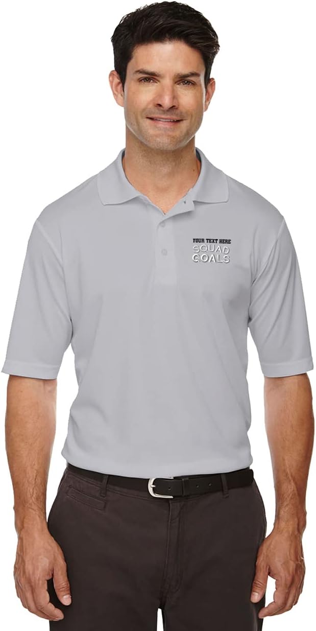 Custom Performance Golf Polo Tees Squad Goals Polyester Short Sleeves Polo Shirts for Men Black Personalized Text Here 2X Large