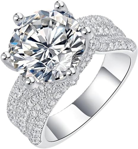 5 CT Moissanite Rings Round Cut D Color VVS1 Clarity Women Wedding Bands S925 Sterling Silver Rings for Women with Certificate