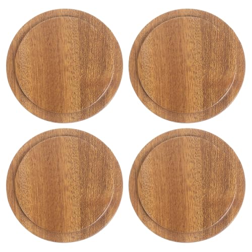 uXcell 4 Pcs Bamboo Cup Lid, 3.31 Inch - Sealed Wooden Tea Coffee Mug Lid and Perfume Candle Lid