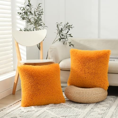 Image of Faux Fur Throw Pillow Covers for Couch Decorative Pillows 22x22 Inches
