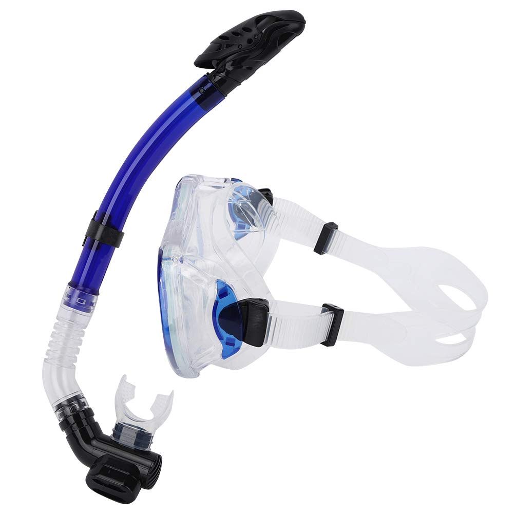 Máscara de Buceo con Marco Grande, Gafas de natación, Gafas antivaho para esnórquel, Tubo de respiración seco Impermeable para Nadar en o Negro