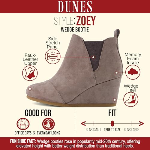 Image of Dunes Women's Zoey Wedge Bootie, Soft Vegan Suede, Easy Slip-On Design, Memory Foam, Wide Widths Available