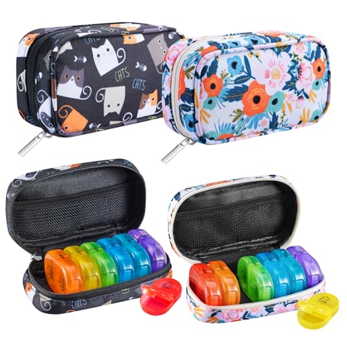 Image of Serfeymi Weekly Travel Pill Organizer 2 Times a Day AM PM Rainbow Pill Box