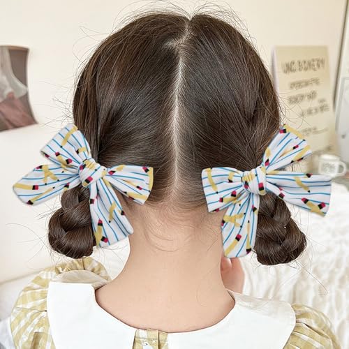 Lazo para cabello 2 unidades Pinzas escolares para niñas, accesorios para el cabello con diseño de lápiz, lazos para bebés para atuendos miniatura 2