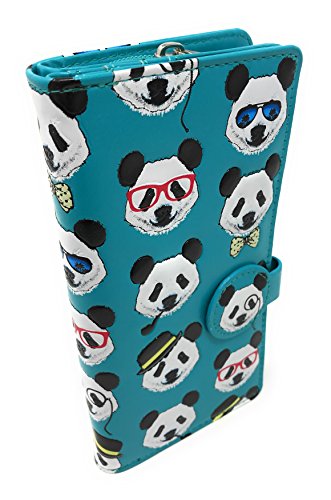 Shag Wear Panda Repeat Large Animal Wallet for Women and Teen Girls Vegan Faux Leather 7