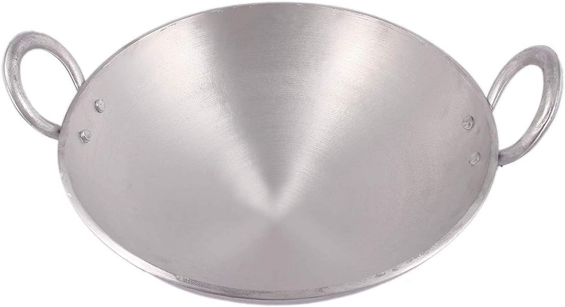 KITCHEN SHOPEE Aluminium Kadai/Frying Pan for Cooking, Aluminium Fry Kadhai/Pan for Kitchen, 31 cm12 INCH 4 litres