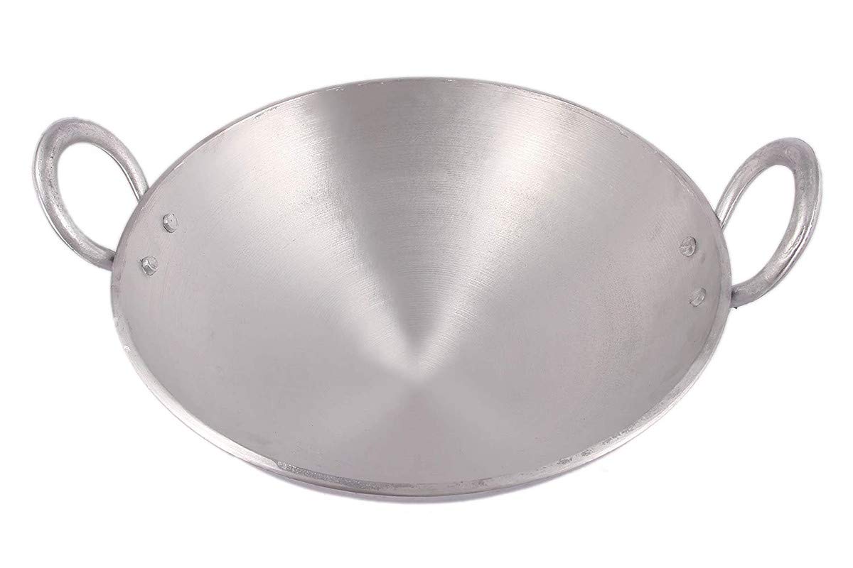 KITCHEN SHOPEE Aluminium Kadai/Frying Pan for Cooking, Aluminium Fry Kadhai/Pan for Kitchen, 31 cm12 INCH 4 litres
