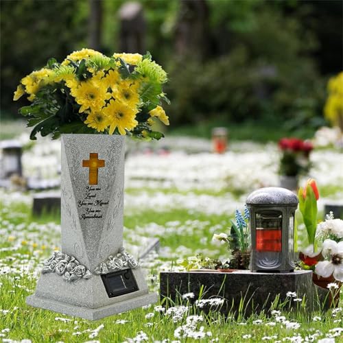 Décoration résine funéraire pour tombe avec statue peinte à la main et fleurs - 2