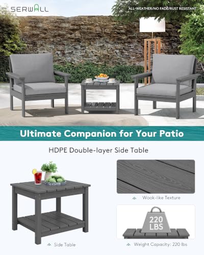 Image of SERWALL HDPE Patio Conversation Set with Side Table